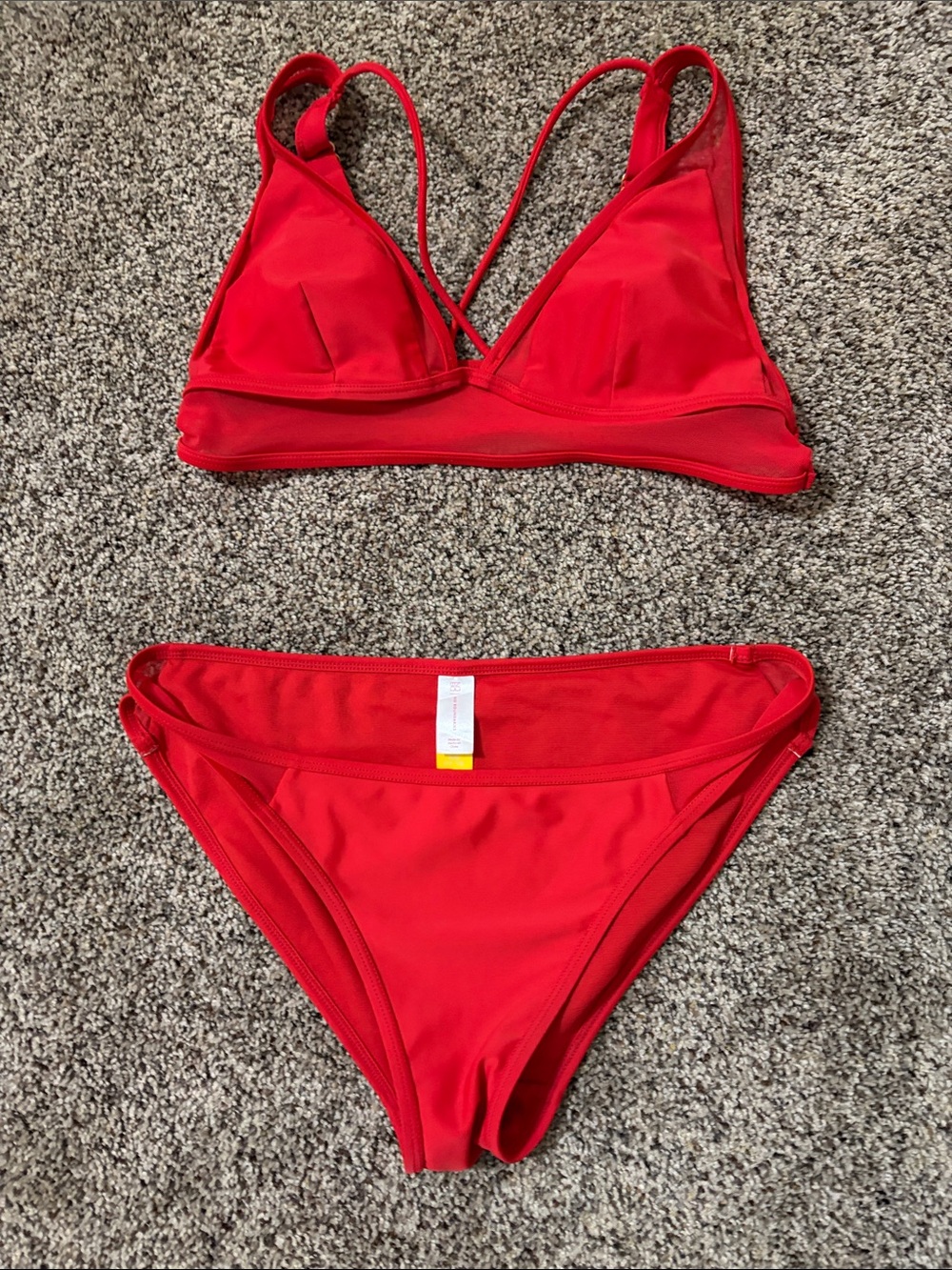 Red Two-Piece Bikini Set - Triangle Top & High-Cut Bottoms
